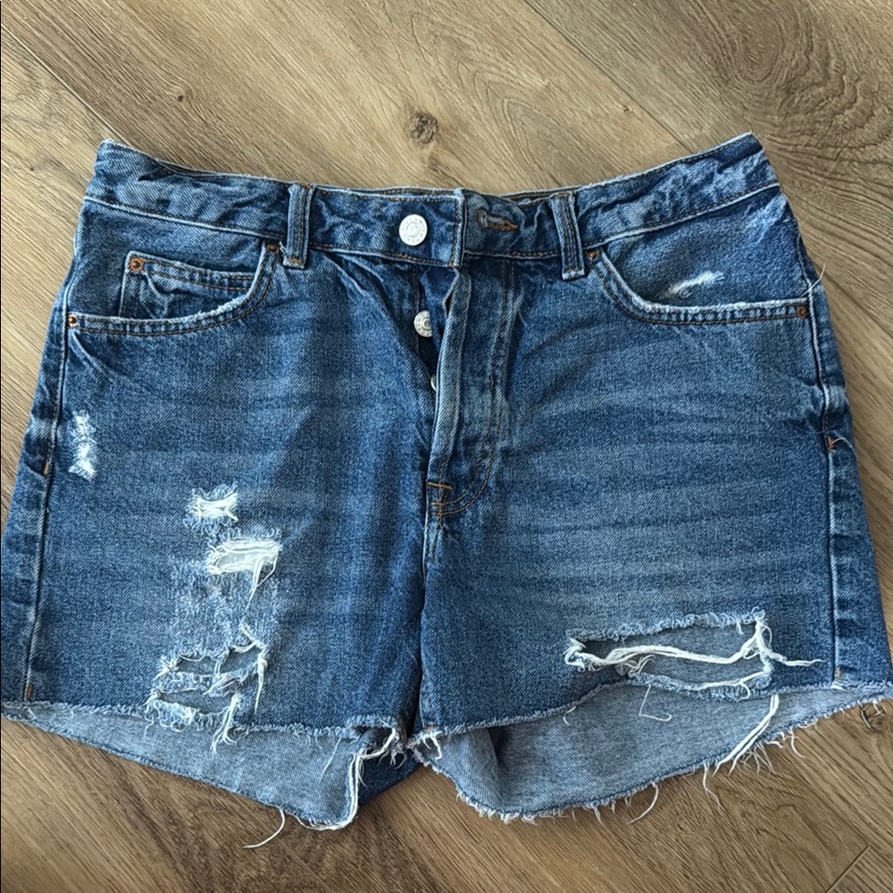 Topshop Moto Ashley Jean Shorts Distressed